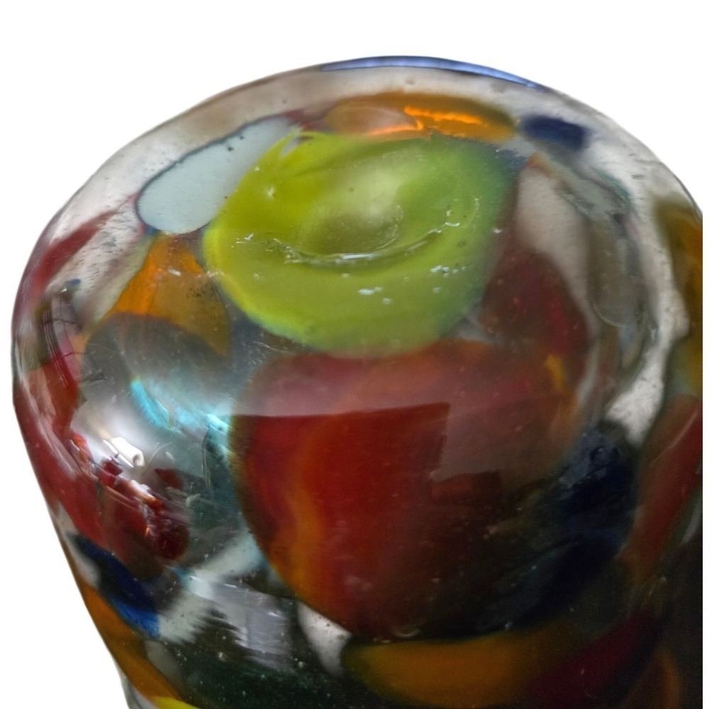 Art Glass Handkerchief Vase Hand Blown‎ Confetti Multi Color Ruffled Rim 4.5in - Picture 4 of 7